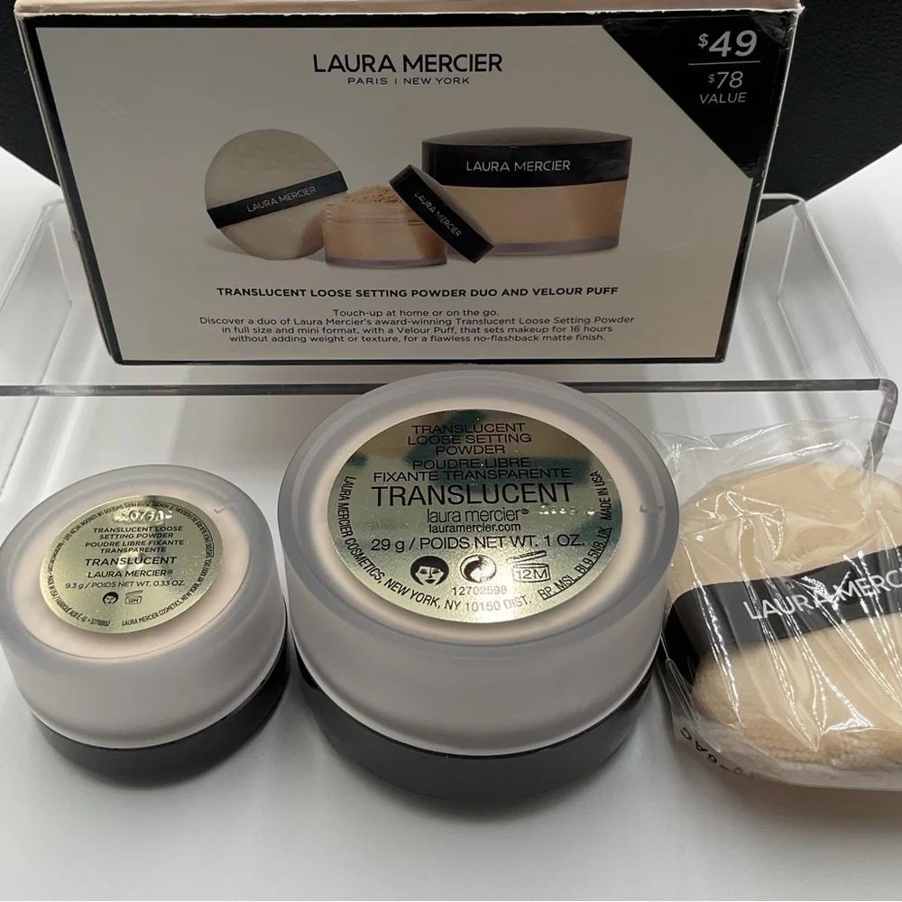 Laura Mercier Translucent Loose Setting Powder Duo & Velour Puff LE Discontinued